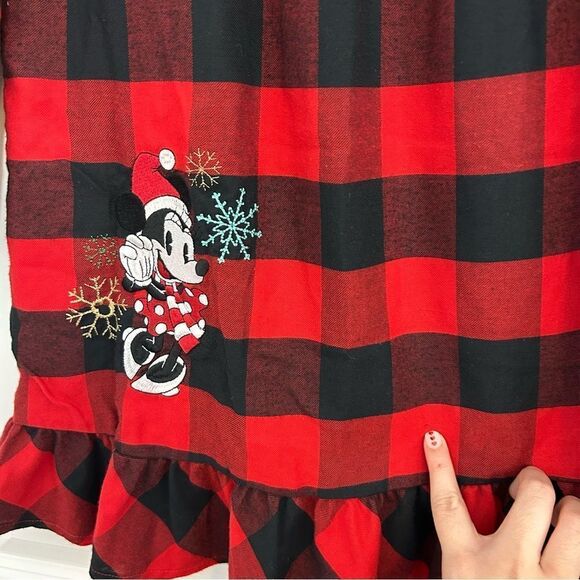 Disney Store Minnie Mouse Girl M Red Black Plaid Christmas Dress Holiday Festive - Picture 7 of 10